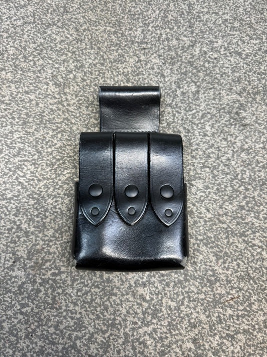 Ex Police PWL Leather Glock 17 Triple Mag Ammo Pouch Airsoft Collector Display