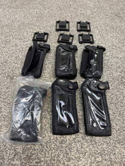 6x Ex Police Sepura Tetra Radio Leather Case Pouch Klickfast Job Lot Bundle Security Film TV Prop