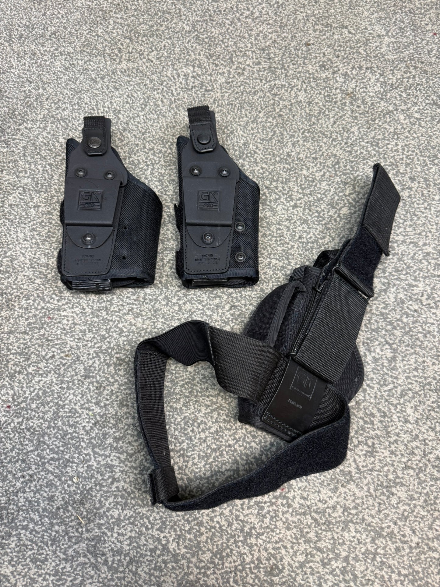 3x Ex Police GK Pro Gun Nylon Holster Job Lot Glock Sig Belt Drop Leg Airsoft