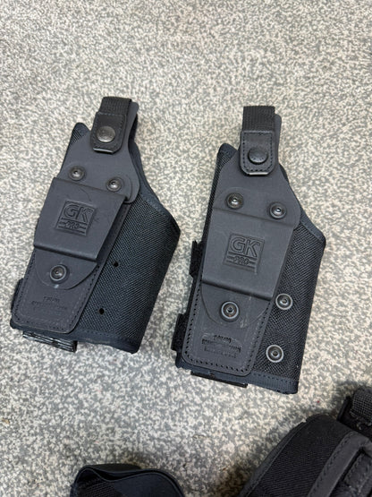 3x Ex Police GK Pro Gun Nylon Holster Job Lot Glock Sig Belt Drop Leg Airsoft