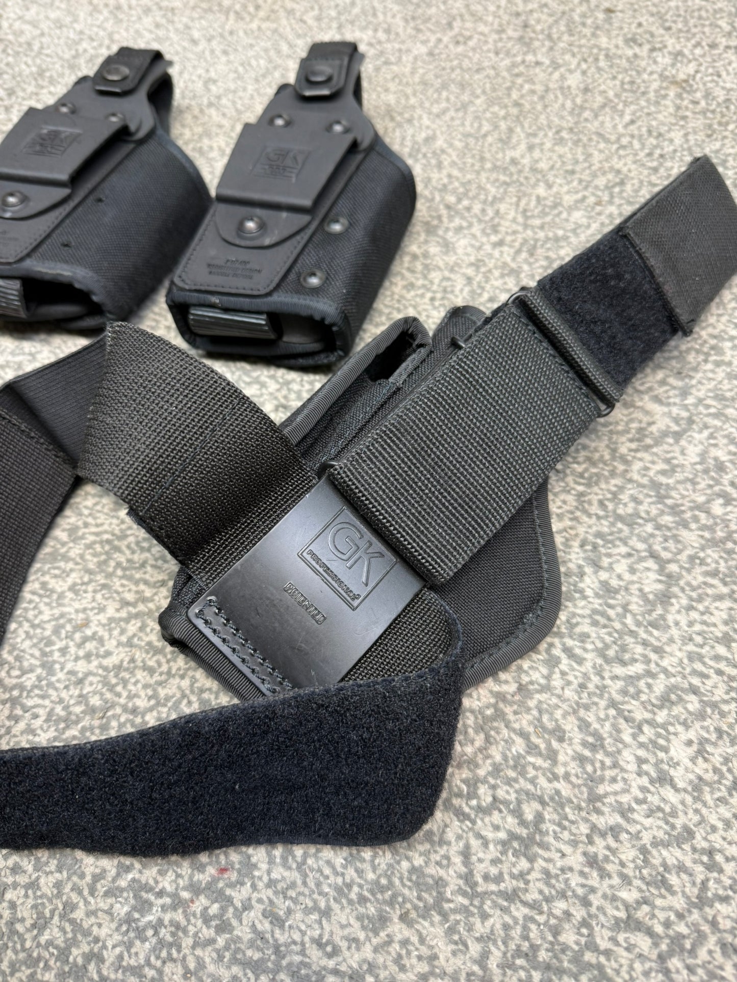 3x Ex Police GK Pro Gun Nylon Holster Job Lot Glock Sig Belt Drop Leg Airsoft
