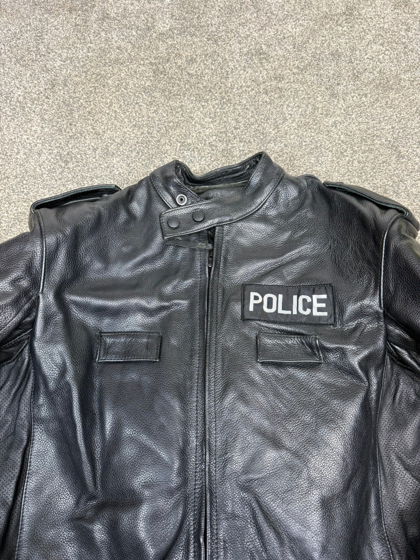 Ex Police Hideout Motorcycle Leathers 2 Piece Jacket & Trousers BADGED Collector TV Film Display