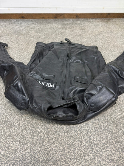 Ex Police Hideout Motorcycle Leathers 2 Piece Jacket & Trousers BADGED Collector TV Film Display