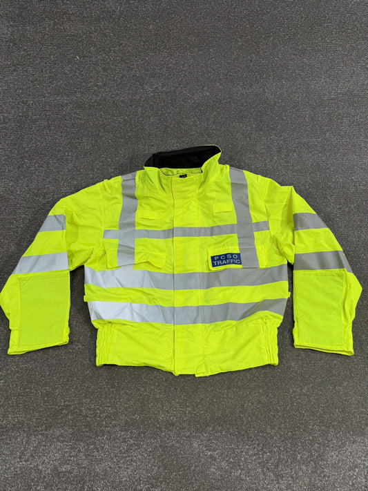 Ex Police Hi-Vis Lightweight Bomber Jacket Badged PCSO Traffic - MEDIUM Film TV Uniform Collector Display