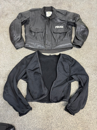 Ex Police BKS Motorbike Leathers 2 Piece Jacket & Trousers BADGED Collector TV Film Display