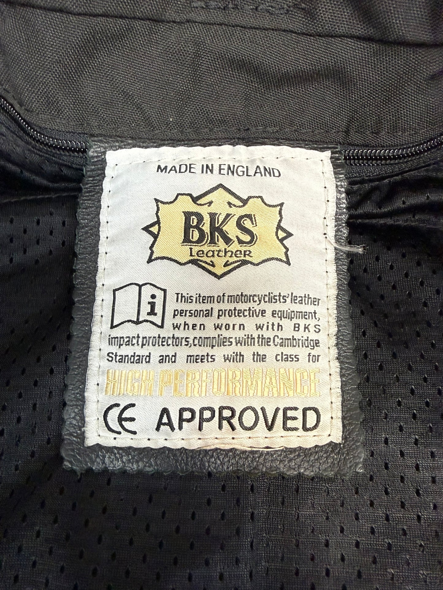 Ex Police BKS Motorbike Leathers 2 Piece Jacket & Trousers BADGED Collector TV Film Display