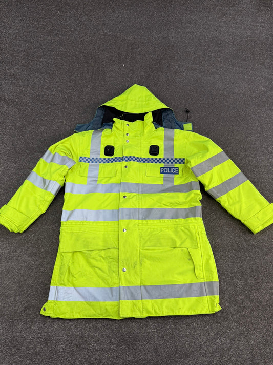 Ex Police Hi Vis Waterproof Jacket With Liner BADGED - Medium Film TV Uniform Display Coat
