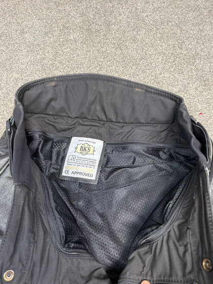 Ex Police BKS Motorbike Leathers 2 Piece Jacket & Trousers BADGED Collector TV Film Display