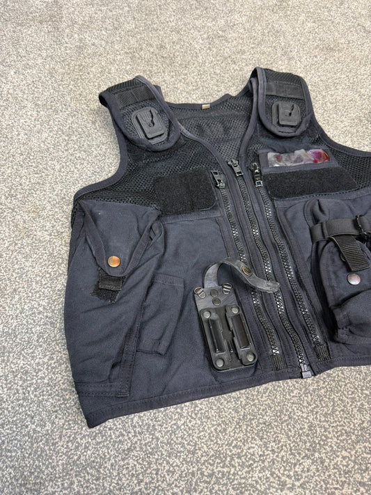 Ex Police Arktis Black Tactical Vest Utility Equipment Vest Security Marshall Airsoft - MEDIUM
