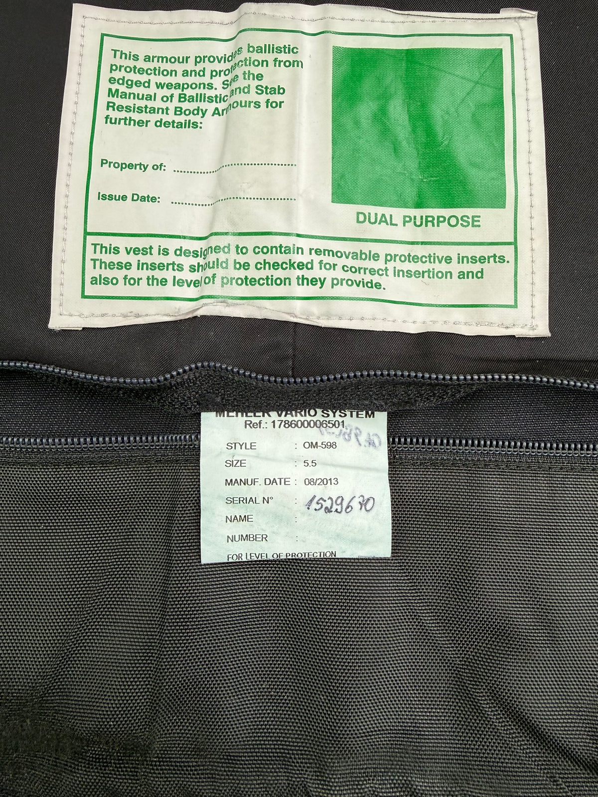 Ex Police Mehler Body Armour Stab Vest COVER - Large