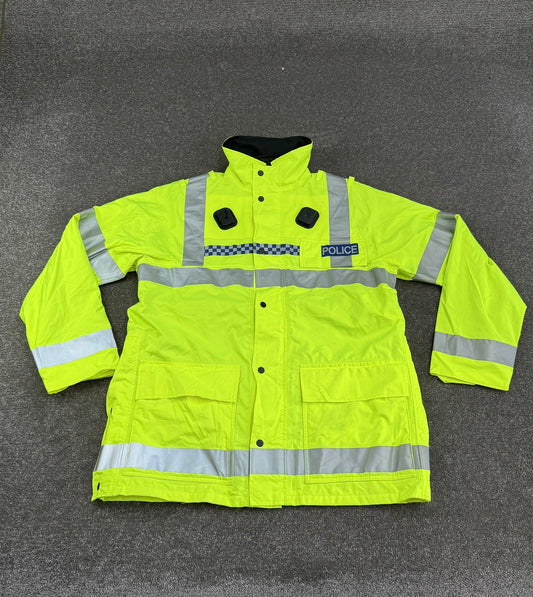 Ex Police Hi Vis Waterproof Jacket With Quilted Liner BADGED - Film TV Uniform Display Coat
