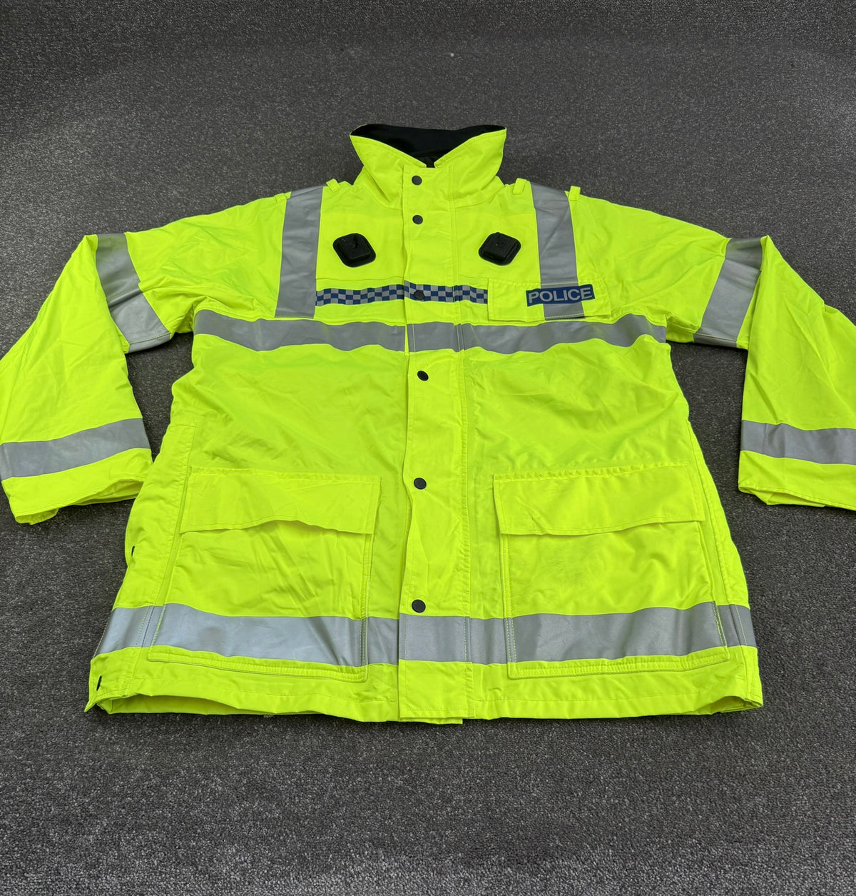 Ex Police Hi Vis Waterproof Jacket With Quilted Liner BADGED - Film TV Uniform Display Coat
