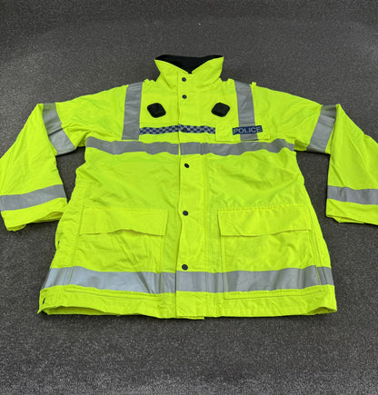 Ex Police Hi Vis Waterproof Jacket With Quilted Liner BADGED - Film TV Uniform Display Coat