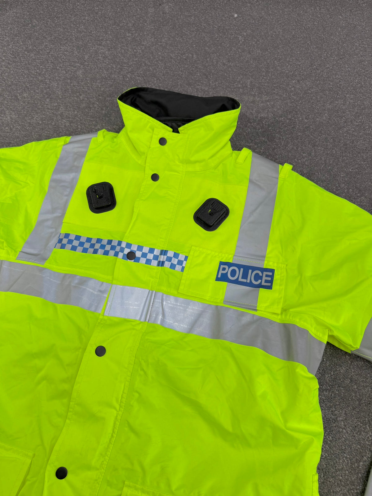 Ex Police Hi Vis Waterproof Jacket With Quilted Liner BADGED - Film TV Uniform Display Coat