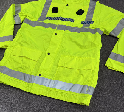 Ex Police Hi Vis Waterproof Jacket With Quilted Liner BADGED - Film TV Uniform Display Coat