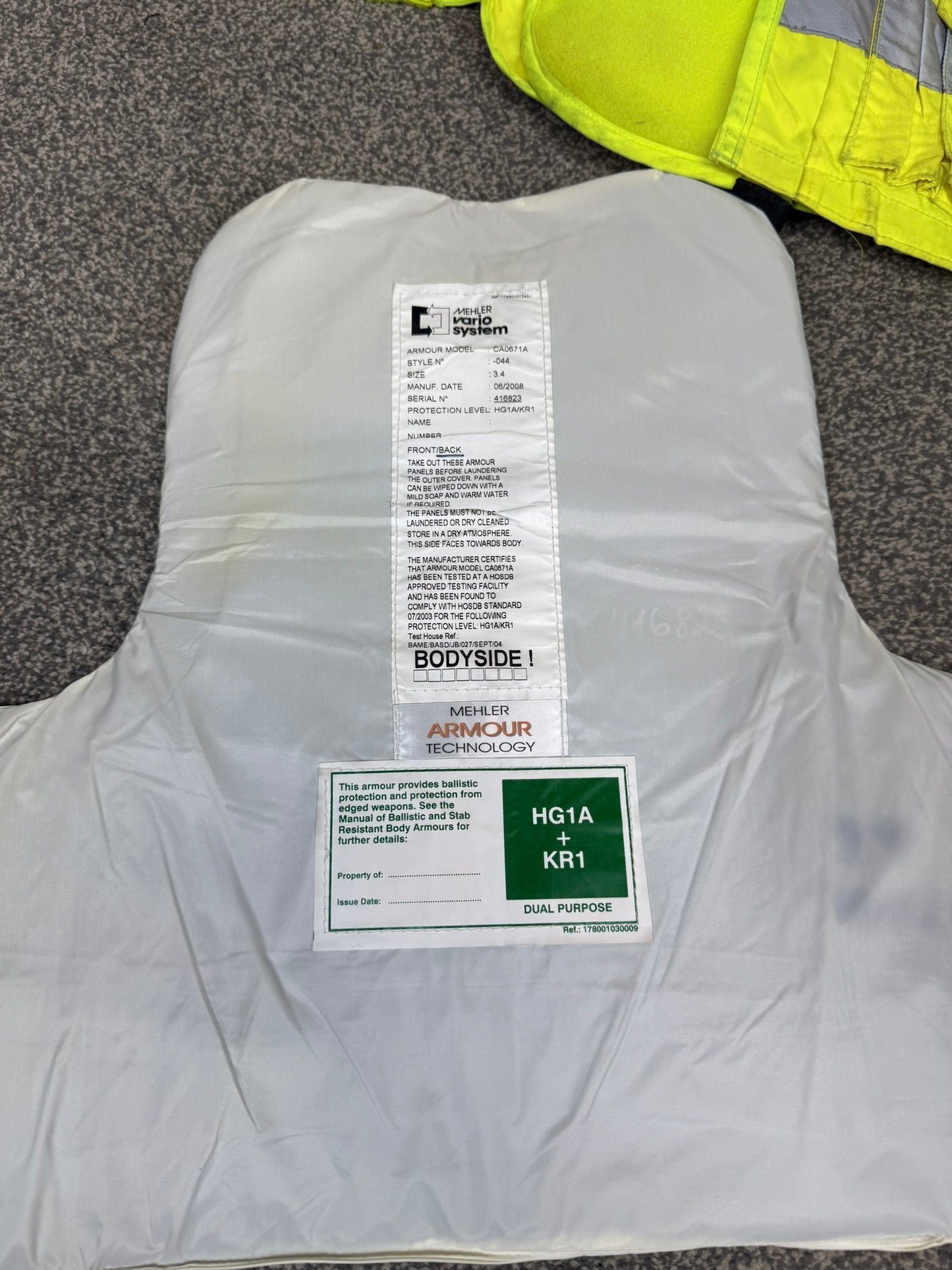 Ex Police Mehler Body Armour Vest Female SMALL Anti Stab & Ballistic HG1A & KR1 Security