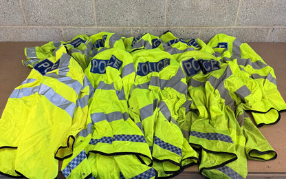 Ex Police Pallet Job Lot Bundle Grade B - Jackets Vests Hats Riot Guards Helmets Boots Fleeces & More!