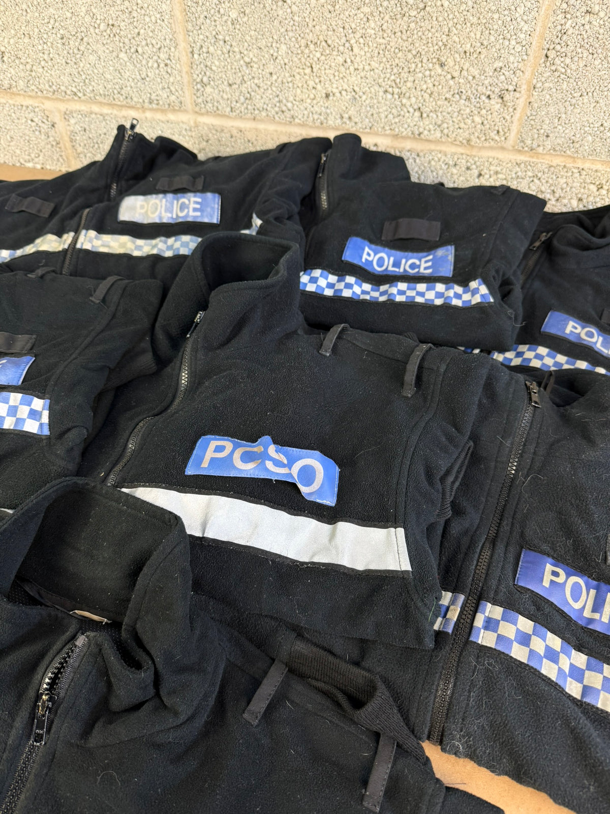 Ex Police Pallet Job Lot Bundle Grade B - Jackets Vests Hats Riot Guards Helmets Boots Fleeces & More!