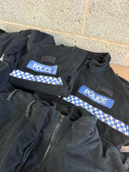 Ex Police Pallet Job Lot Bundle Grade B - Jackets Vests Hats Riot Guards Helmets Boots Fleeces & More!