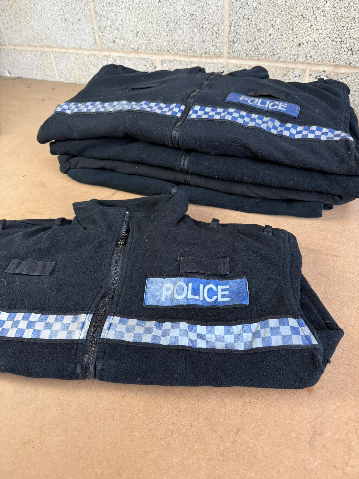 Ex Police Tornado Fleece Badged Bundle x5 - Grade C Used Film / TV Uniform Fancy Dress Prop