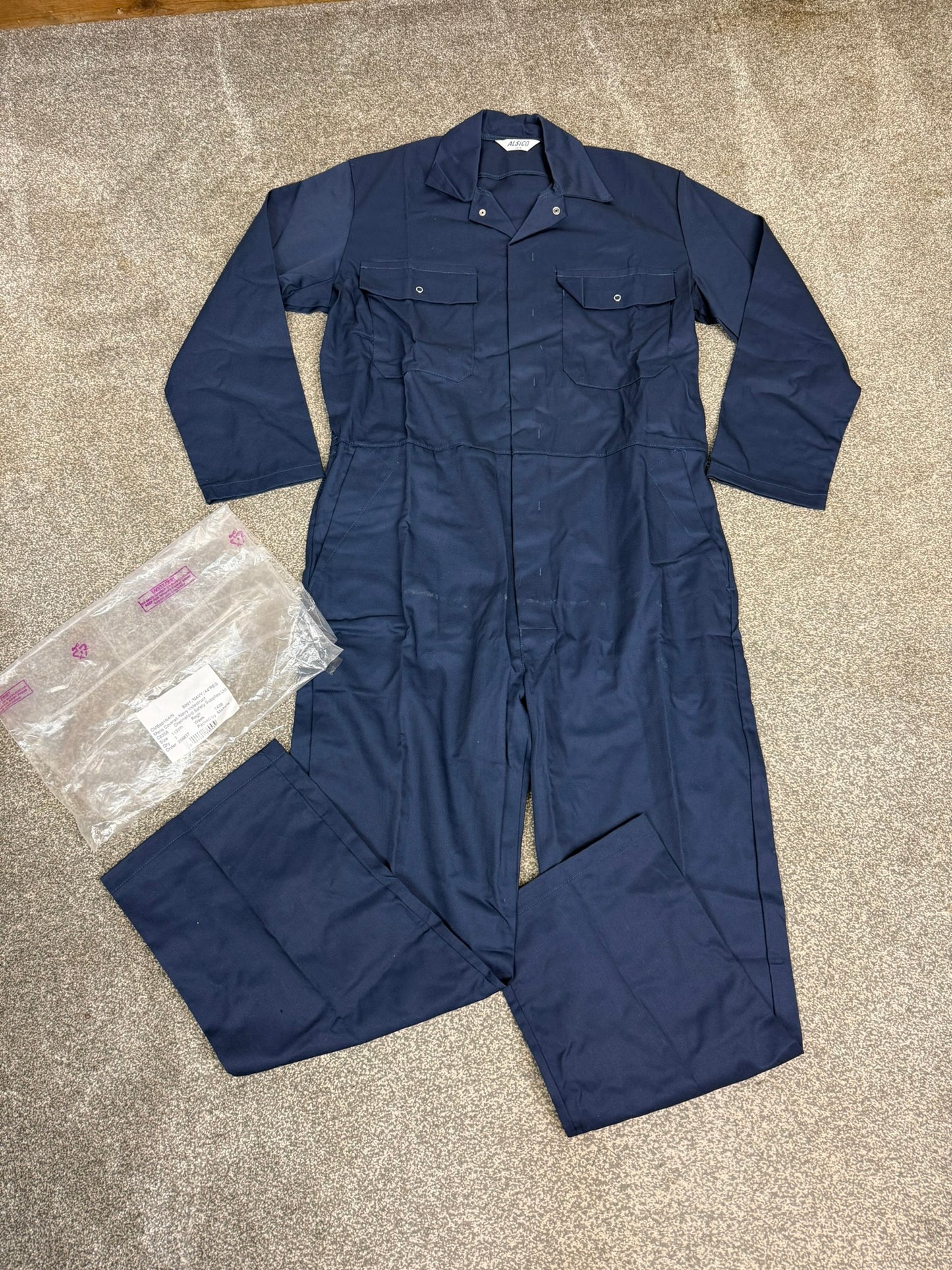 NEW Alsico Blue Coveralls Boiler Suit 44" Chest XL