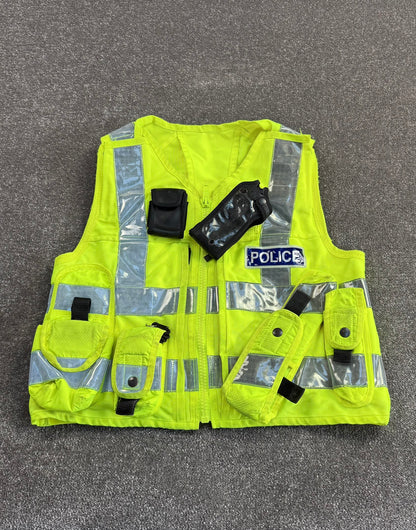 Ex Police Hi Vis Utility Tac Vest & Pouches BADGED Model 774 - Medium Film TV Uniform Display