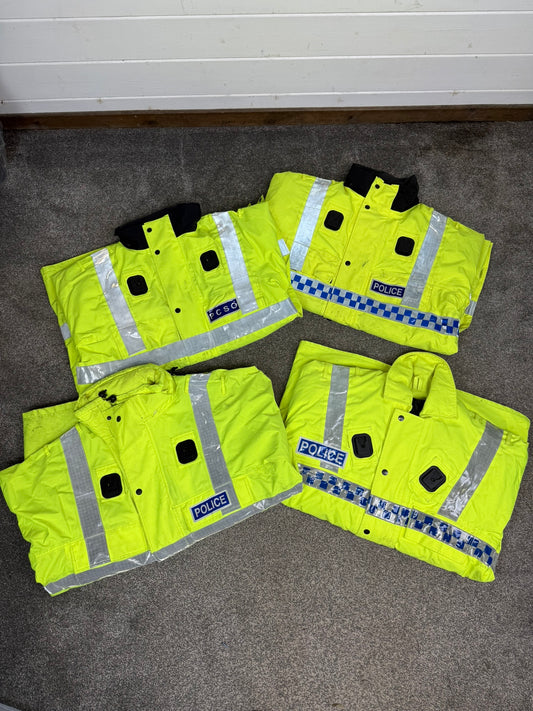 4x Ex Police Hi-Vis Waterproof Jacket Coat Job Lot BADGED Mixed Bundle