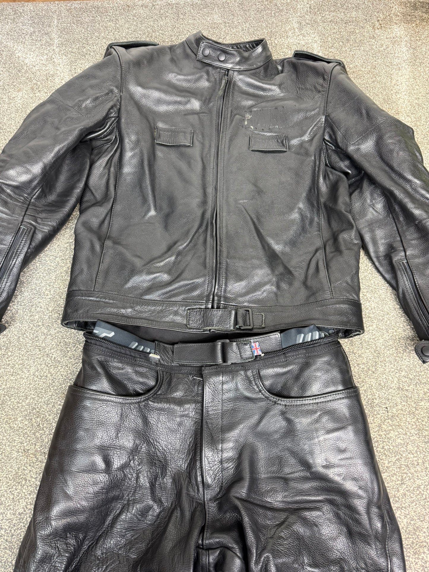 Ex Police Hideout Motorcycle Leathers 2 Piece Jacket & Trousers Motorbike Biker Suit