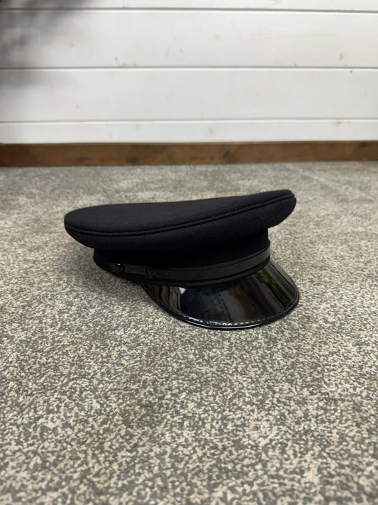 Ex Police Black Peak Cap Genuine Issue Chauffeur Fancy Dress Film Prop Collectible