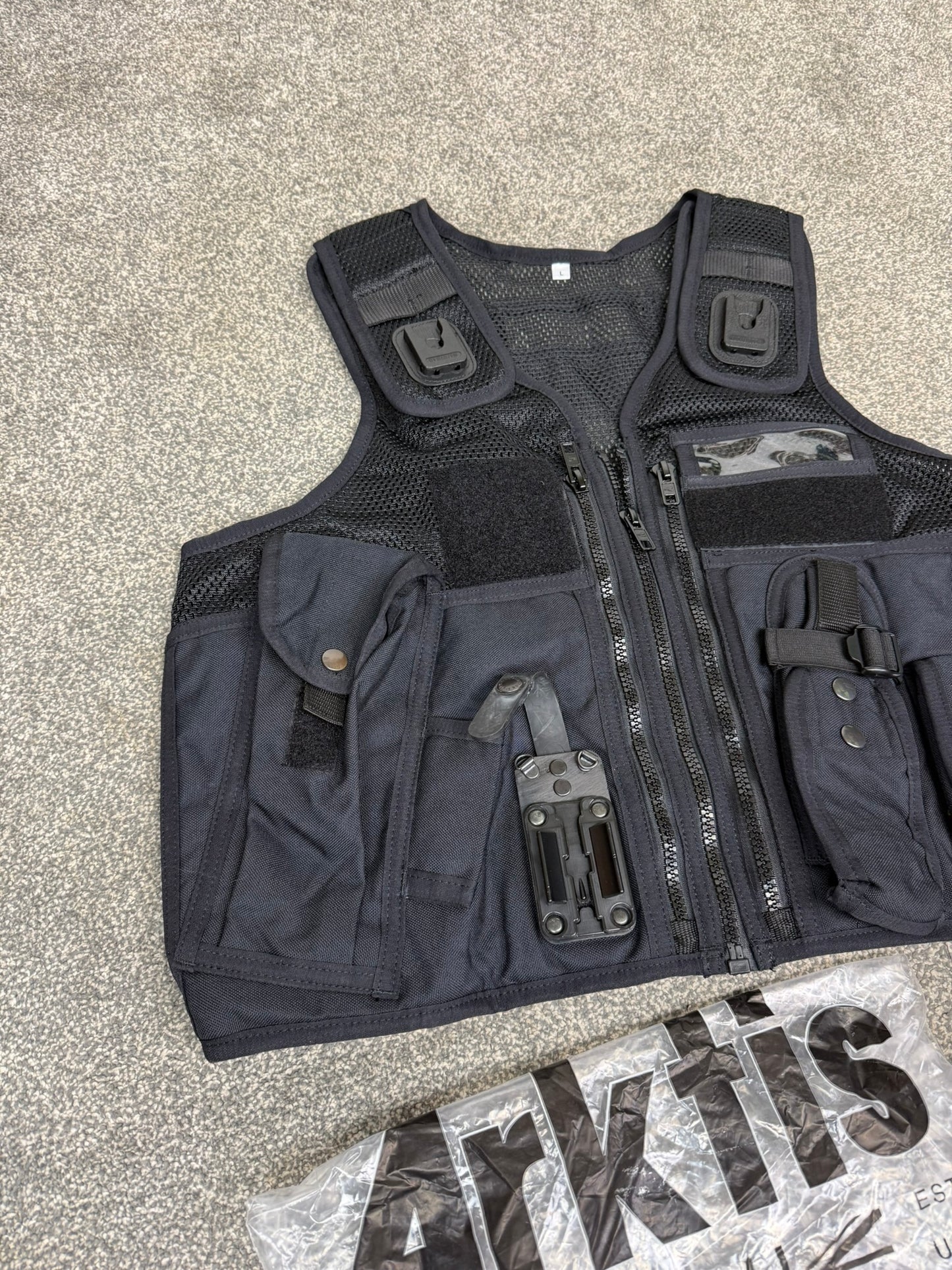 Ex Police Black Arktis Vest Tac Utility Patrol vest Security Airsoft Marshall - LARGE