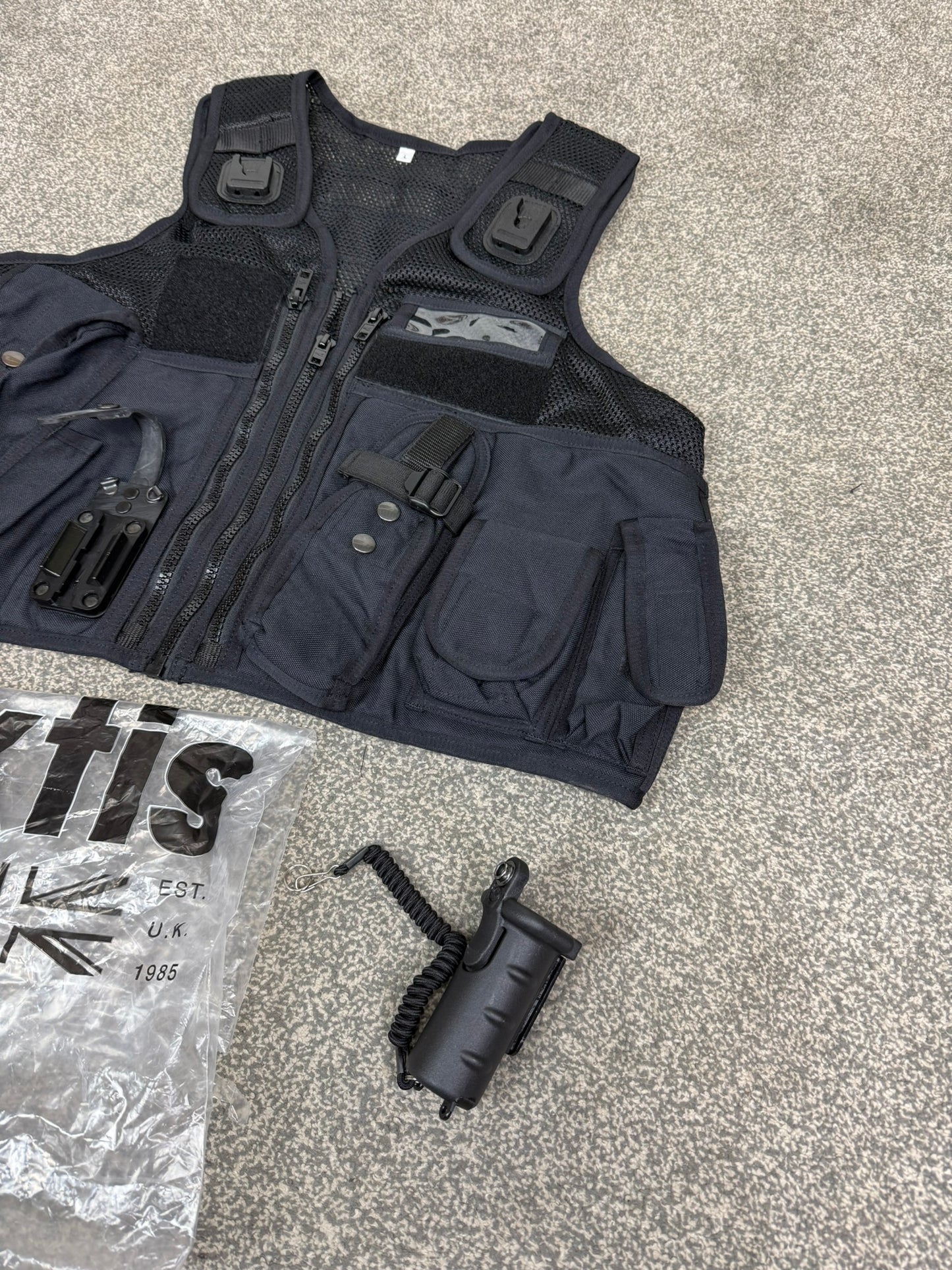 Ex Police Black Arktis Vest Tac Utility Patrol vest Security Airsoft Marshall - LARGE
