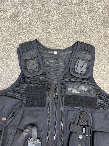 Ex Police Black Arktis Vest Tac Utility Patrol vest Security Airsoft Marshall - LARGE
