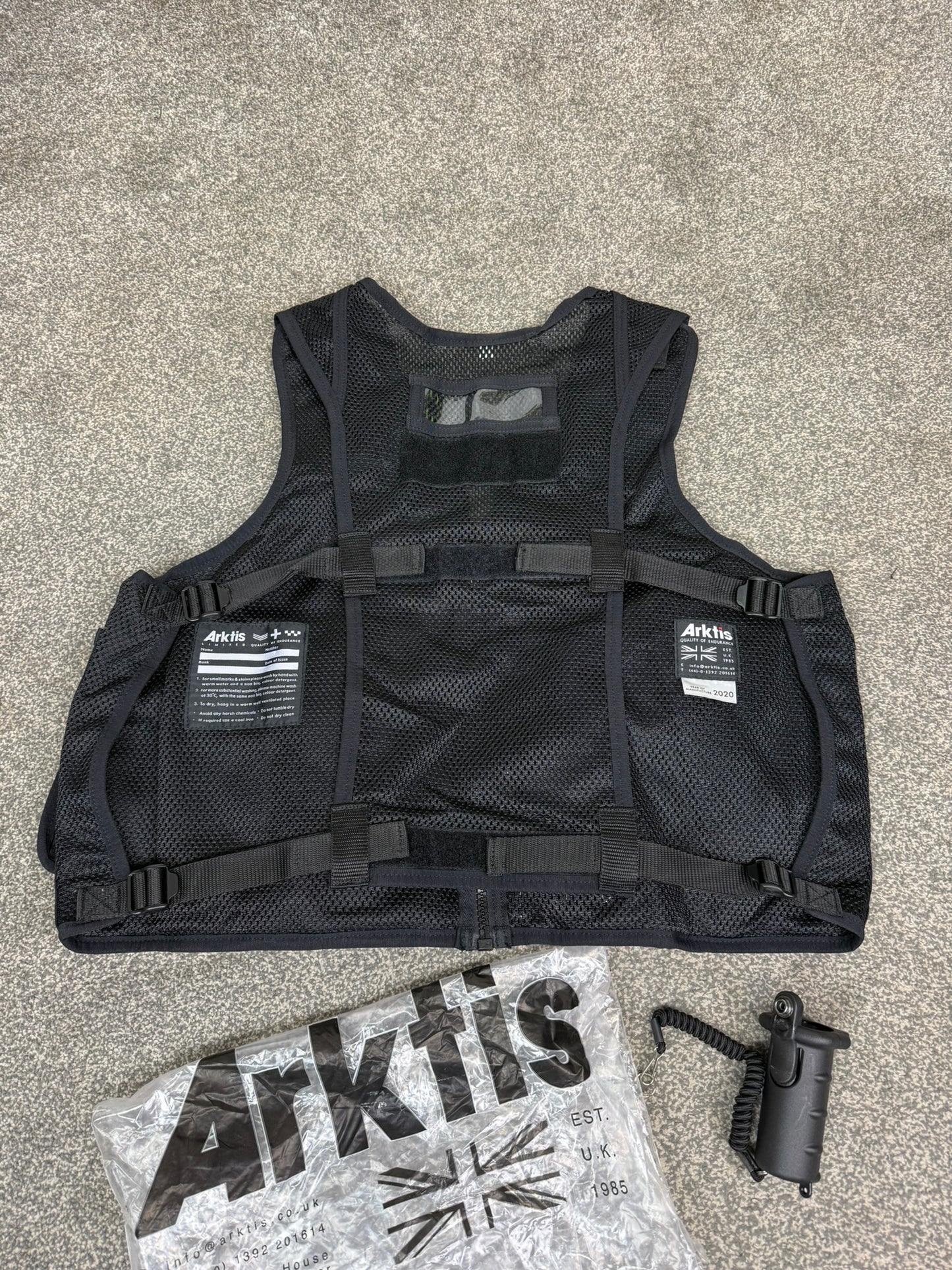 Ex Police Black Arktis Vest Tac Utility Patrol vest Security Airsoft Marshall - LARGE
