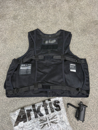 Ex Police Black Arktis Vest Tac Utility Patrol vest Security Airsoft Marshall - LARGE