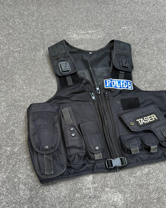 Ex Police Arktis Firearms Taser Black Tactical Utility Vest BADGED - Large Film TV Uniform Display