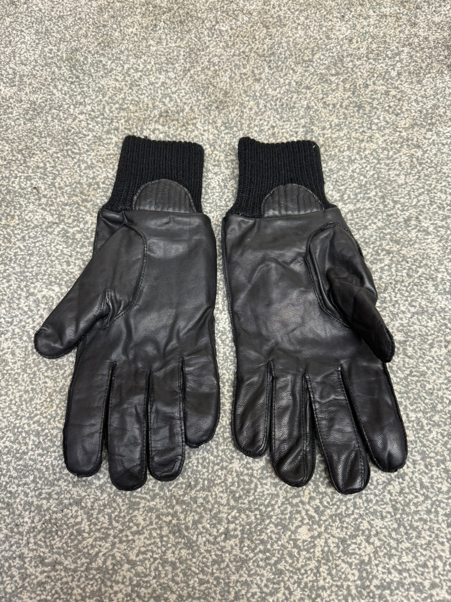 Ex Police Leather Gloves Knitted Cuff Driving Security SIA