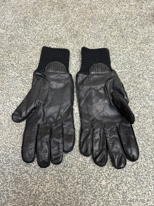 Ex Police Leather Gloves Knitted Cuff Driving Security SIA