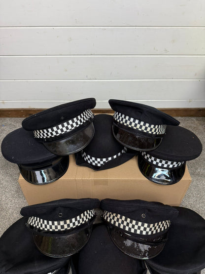 10x Ex Police Peak Cap Bowler Hat Job Lot Theatre Headwear Uniform Film Prop Lot