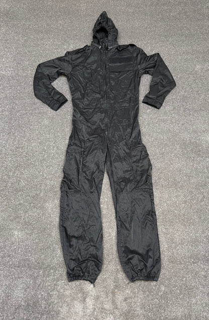 Ex Police Black Tactical Riot Coveralls Derby Unitex With Hood Airsoft Paintball Boiler Suit