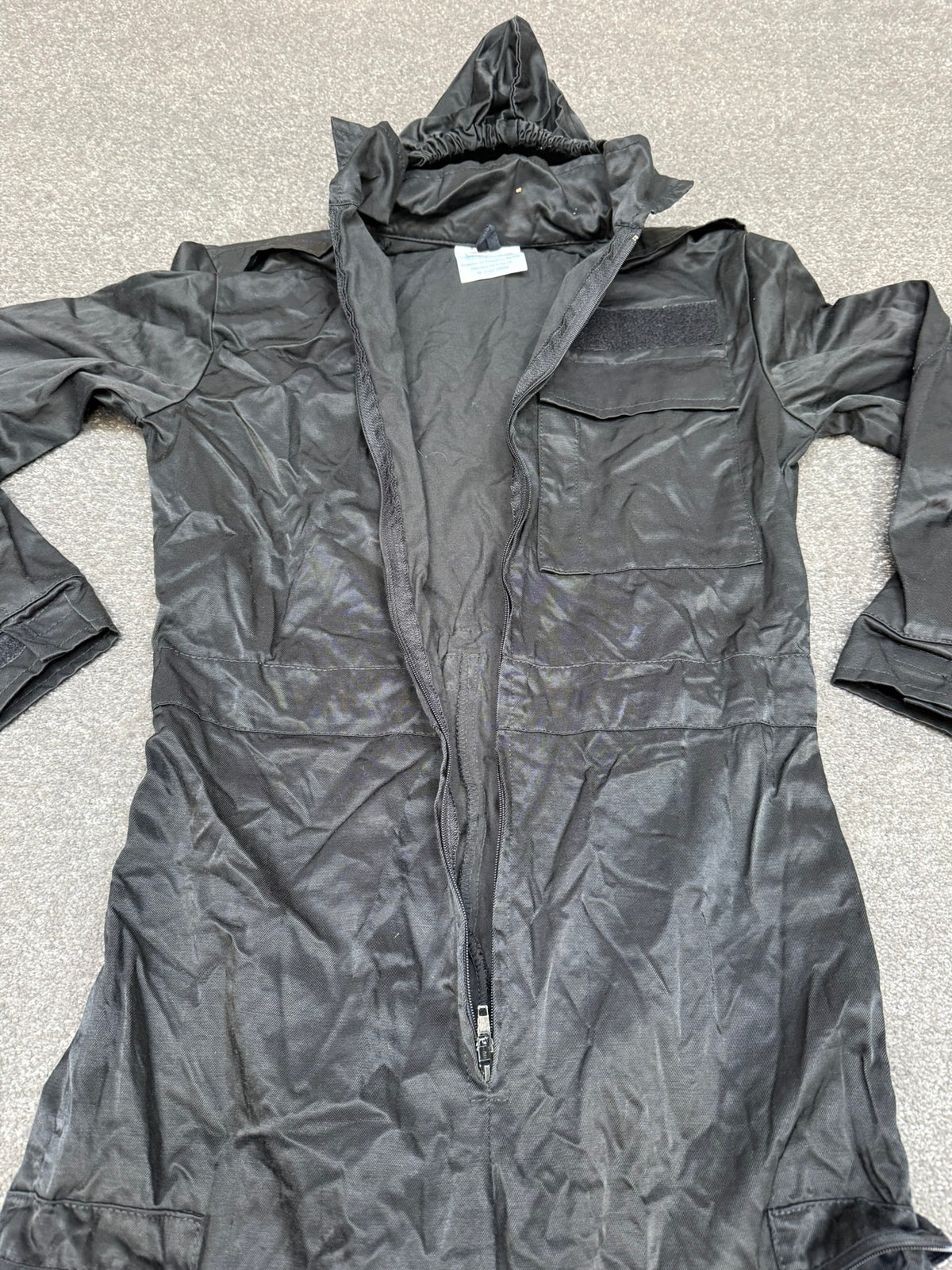 Ex Police Black Tactical Riot Coveralls Derby Unitex With Hood Airsoft Paintball Boiler Suit