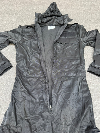 Ex Police Black Tactical Riot Coveralls Derby Unitex With Hood Airsoft Paintball Boiler Suit