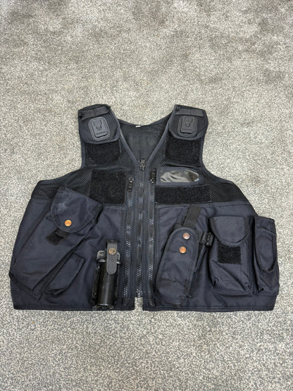 Ex Police Black Arktis Tactical Utility Vest & Pouches Security Airsoft - X Small