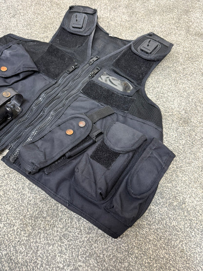 Ex Police Black Arktis Tactical Utility Vest & Pouches Security Airsoft - X Small