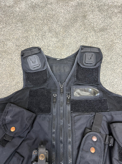 Ex Police Black Arktis Tactical Utility Vest & Pouches Security Airsoft - X Small