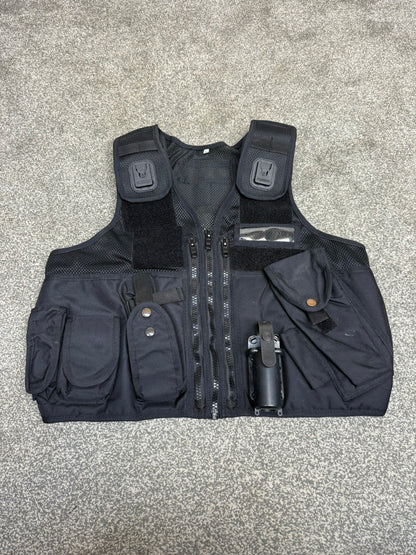 Ex Police Black Arktis Tactical Utility Vest & Pouches Security Airsoft - Medium