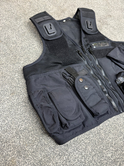 Ex Police Black Arktis Tactical Utility Vest & Pouches Security Airsoft - Medium