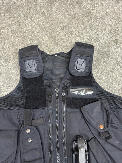 Ex Police Black Arktis Tactical Utility Vest & Pouches Security Airsoft - Medium