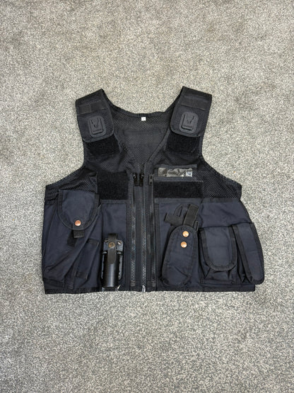 Ex Police Black Arktis Tactical Utility Vest & Pouches Security Airsoft - Medium