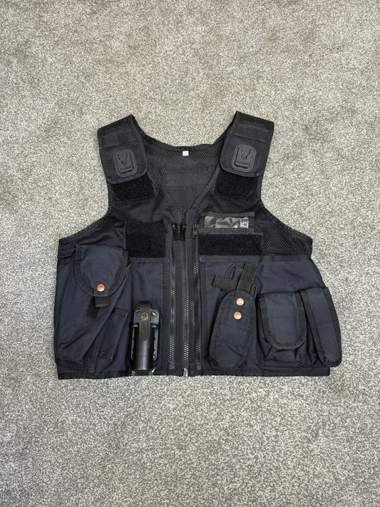 Ex Police Black Arktis Tactical Utility Vest & Pouches Security Airsoft - Medium