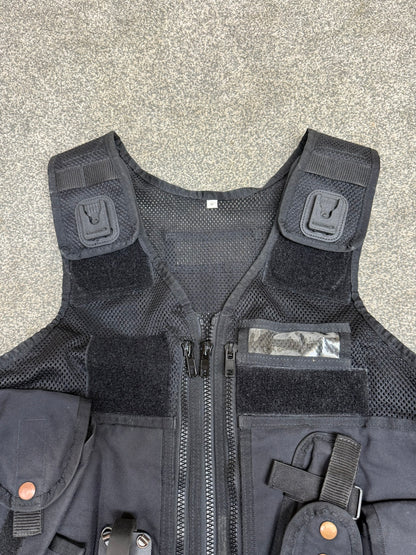 Ex Police Black Arktis Tactical Utility Vest & Pouches Security Airsoft - Medium